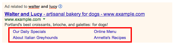 Sitelinks Example Google AdWords