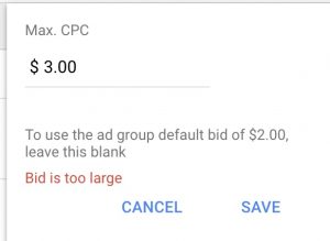 Google Ad Grants bid limit