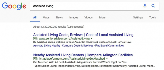 Directory sites - assisted living ads