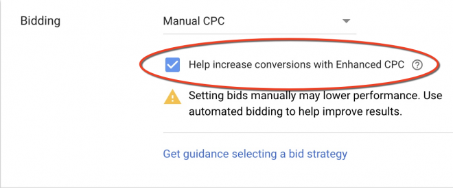 Google Ads bid strategy - opt out of ECPC